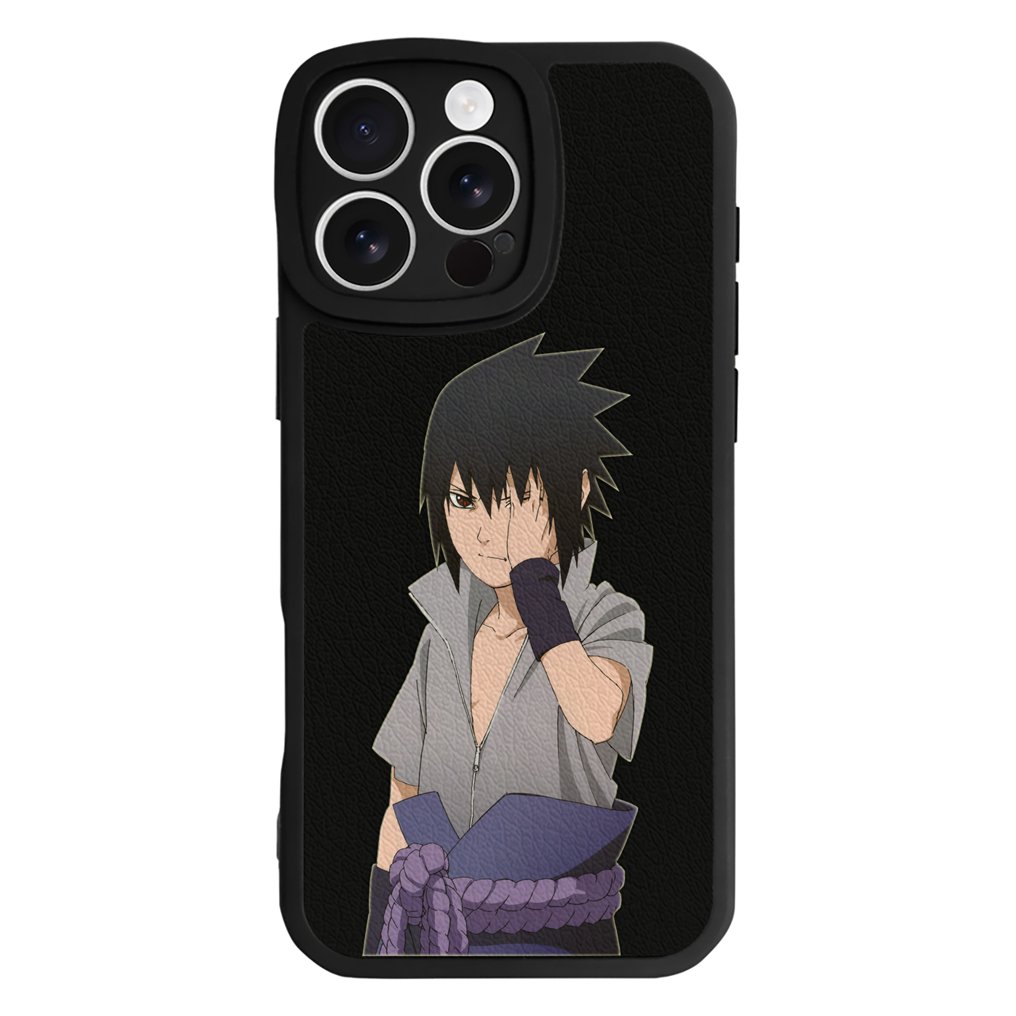 （画像用） NARUTO -ナルト- うちは サスケ Uchiha Sasuke 【iPhone 16シリーズ対応】シリコンスマホケース（レザー調） 材質：シリコン
